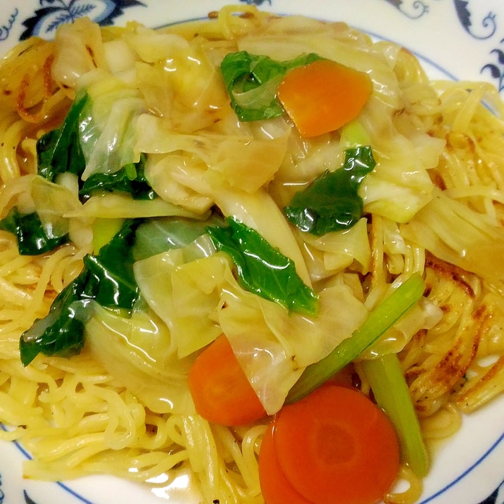 焼きそば麺で野菜あんかけ